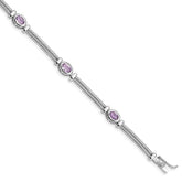 Sterling Silver Rhodium-plated Amethyst Bracelet - 12