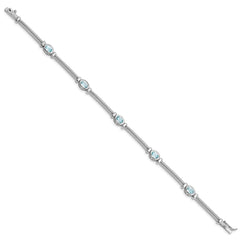 Sterling Silver Rhodium-plated Blue Topaz Bracelet - 4