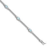 Sterling Silver Rhodium-plated Blue Topaz Bracelet - 4