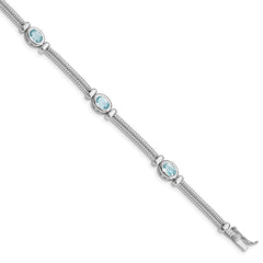 Sterling Silver Rhodium-plated Blue Topaz Bracelet - 4