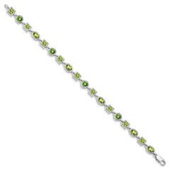 Sterling Silver Rhodium-plated Peridot Bracelet - 8