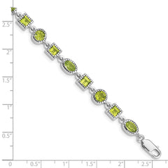 Sterling Silver Rhodium-plated Peridot Bracelet - 8