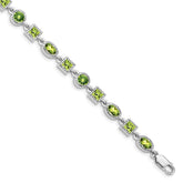 Sterling Silver Rhodium-plated Peridot Bracelet - 8