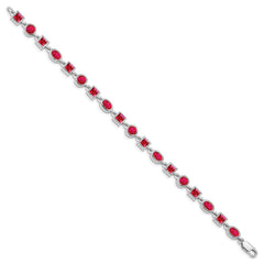 Sterling Silver Rhodium-plated Ruby Bracelet - 2