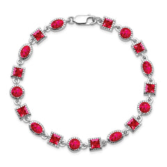 Sterling Silver Rhodium-plated Ruby Bracelet - 2