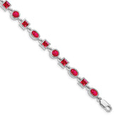 Sterling Silver Rhodium-plated Ruby Bracelet - 2