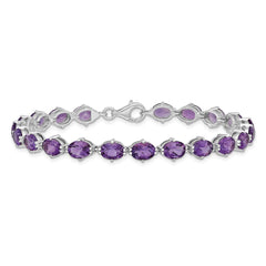Sterling Silver Rhodium-plated Amethyst Bracelet - 7