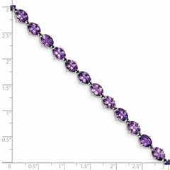 Sterling Silver Rhodium-plated Amethyst Bracelet - 7