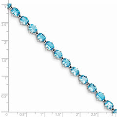 Sterling Silver Rhodium-plated Swiss Blue Topaz Bracelet