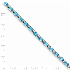 Sterling Silver Rhodium-plated Sky BT & White Topaz Bracelet