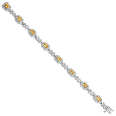 Sterling Silver Rhodium-plated Diamond & Citrine Bracelet - 2