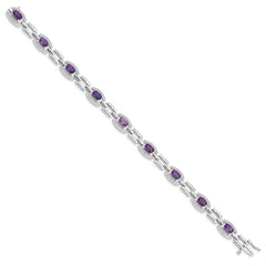 Sterling Silver Rhodium-plated Diamond & Amethyst Bracelet - 2
