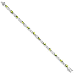 Sterling Silver Rhodium-plated Peridot Bracelet - 9