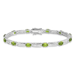Sterling Silver Rhodium-plated Peridot Bracelet - 9