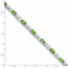 Sterling Silver Rhodium-plated Peridot Bracelet - 9