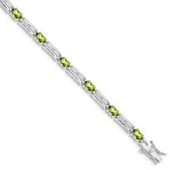 Sterling Silver Rhodium-plated Peridot Bracelet - 9