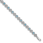 Sterling Silver Rhodium-plated Blue Topaz Diamond Bracelet