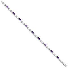 Sterling Silver Rhodium-plated Amethyst Bracelet - 10