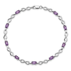 Sterling Silver Rhodium-plated Amethyst Bracelet - 10