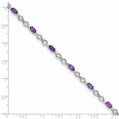 Sterling Silver Rhodium-plated Amethyst Bracelet - 10