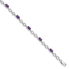 Sterling Silver Rhodium-plated Amethyst Bracelet - 10