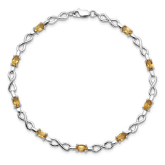 Sterling Silver Rhodium-plated Citrine Bracelet