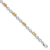 Sterling Silver Rhodium-plated Citrine Bracelet