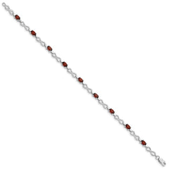 Sterling Silver Rhodium-plated Garnet Bracelet - 7