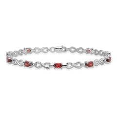Sterling Silver Rhodium-plated Garnet Bracelet - 7
