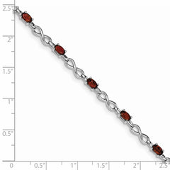 Sterling Silver Rhodium-plated Garnet Bracelet - 7