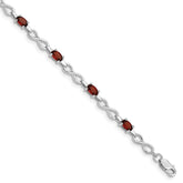 Sterling Silver Rhodium-plated Garnet Bracelet - 7