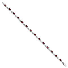 Sterling Silver Rhodium-plated Garnet Bracelet - 3
