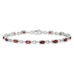Sterling Silver Rhodium-plated Garnet Bracelet - 3