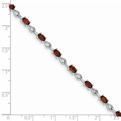 Sterling Silver Rhodium-plated Garnet Bracelet - 3