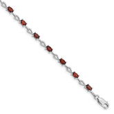 Sterling Silver Rhodium-plated Garnet Bracelet - 3