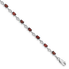 Sterling Silver Rhodium-plated Garnet Bracelet - 3