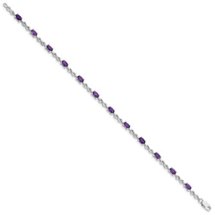 Sterling Silver Rhodium-plated Amethyst Bracelet - 5