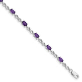 Sterling Silver Rhodium-plated Amethyst Bracelet - 5