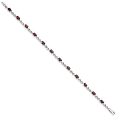 Sterling Silver Rhodium-plated Garnet Bracelet - 8
