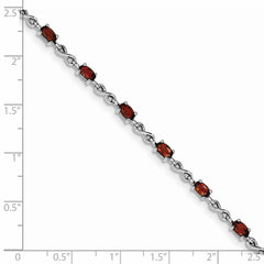 Sterling Silver Rhodium-plated Garnet Bracelet - 8