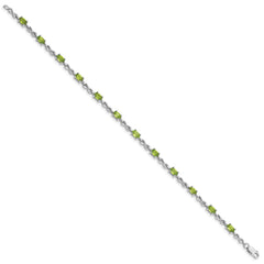 Sterling Silver Rhodium-plated Peridot Bracelet - 3