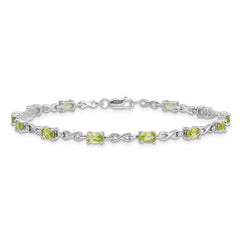 Sterling Silver Rhodium-plated Peridot Bracelet - 3