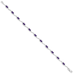 Sterling Silver Rhodium-plated Amethyst Bracelet - 3