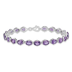 Sterling Silver Rhodium-plated Amethyst Bracelet - 3