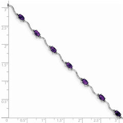 Sterling Silver Rhodium-plated Amethyst Bracelet - 3