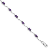 Sterling Silver Rhodium-plated Amethyst Bracelet - 3