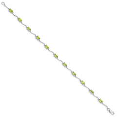 Sterling Silver Rhodium-plated Peridot Bracelet - 4
