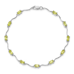Sterling Silver Rhodium-plated Peridot Bracelet - 4
