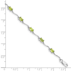 Sterling Silver Rhodium-plated Peridot Bracelet - 4