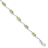 Sterling Silver Rhodium-plated Peridot Bracelet - 4